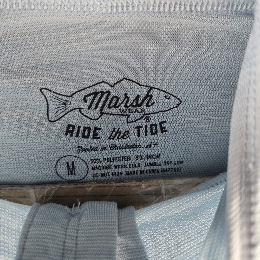 Marsh Wear Henley Hoodie Mens M Blue Lightweight Fishing Performance Pullover - Picture 3 of 11